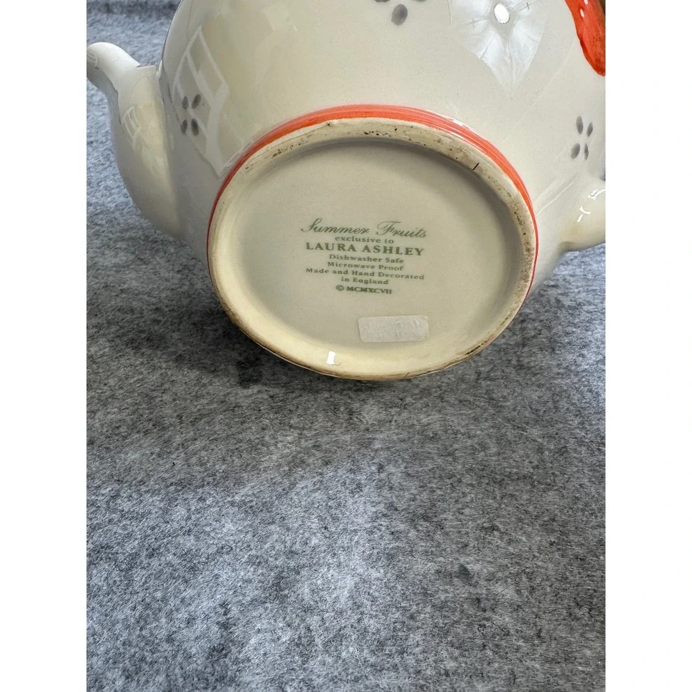 Laura Ashley Summer Fruits Teapot Vintage 1997 Hand Decorated England Ceramic